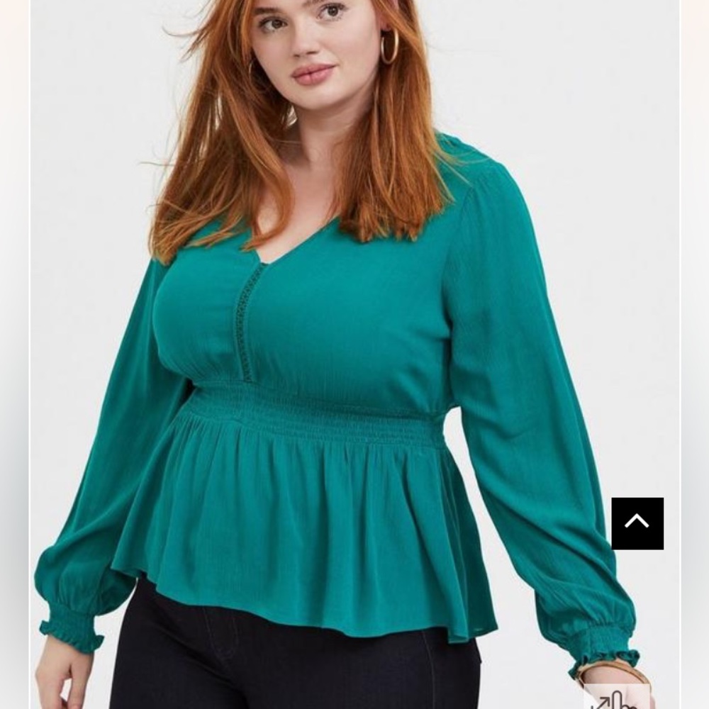 Torrid peplum gauze peasant top
